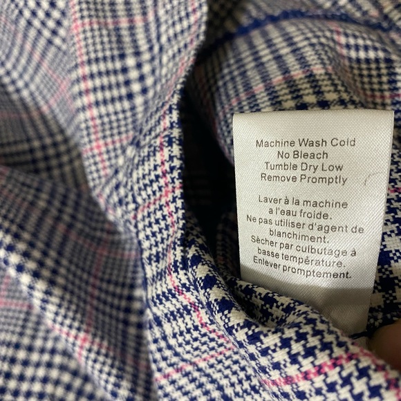 Talula Plaid Cotton Button Down Mini Dress Blue White Pink 2 - Picture 5 of 8